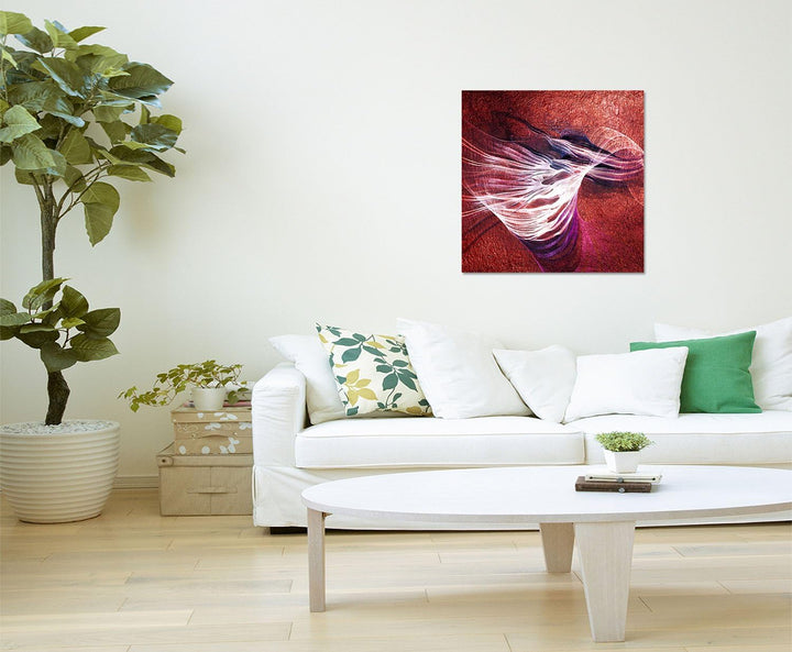 Paul Sinus Art Bild auf Leinwand Abstrakt301_60x60cm rotbraun Schleife Abstraktes Motiv quadratische
