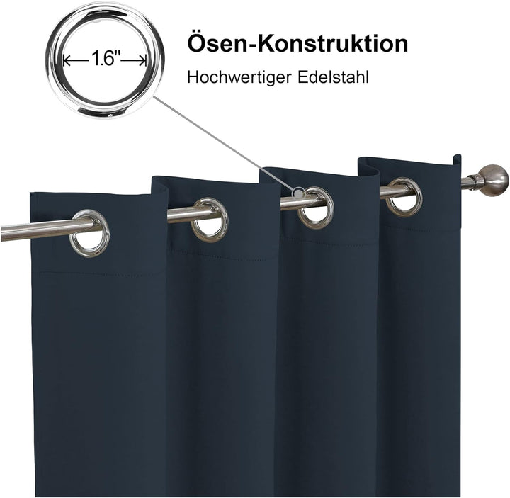 CUCRAF Fensterbehandlung Verdunkelungsvorhänge Superweiche, solide, wärmeisolierte Öse - H225 x B140