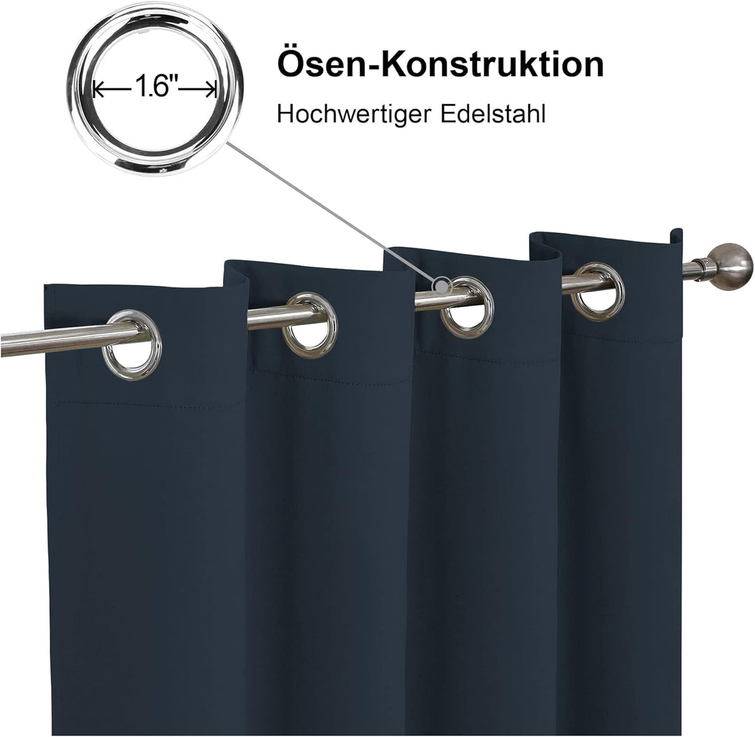 CUCRAF Fensterbehandlung Verdunkelungsvorhänge Superweiche, solide, wärmeisolierte Öse - H137 x B117