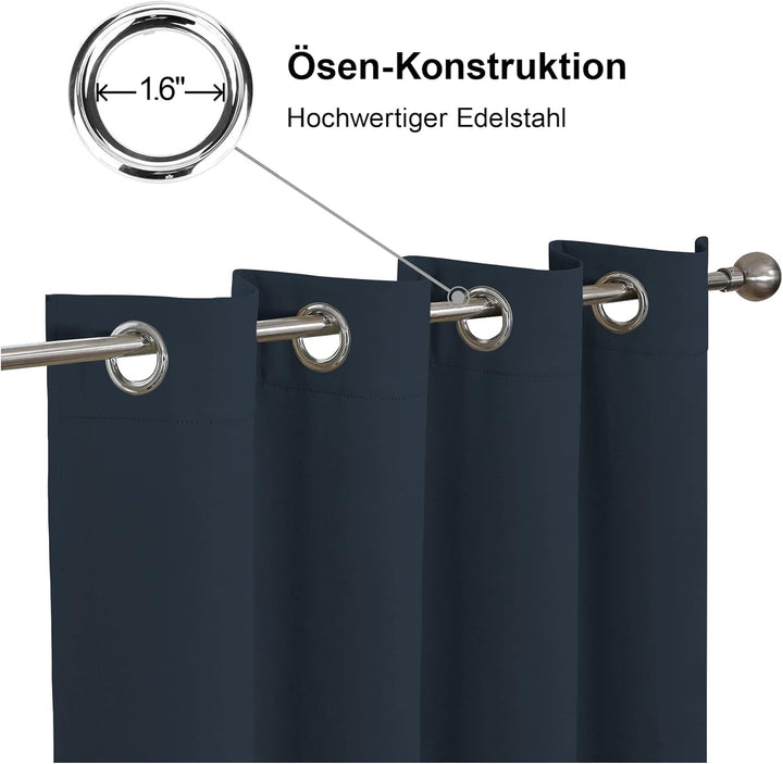 CUCRAF Fensterbehandlung Verdunkelungsvorhänge Superweiche, solide, wärmeisolierte Öse - H137 x B117