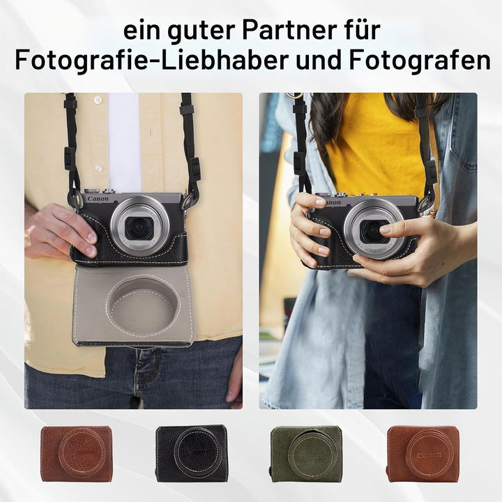 Rieibi G7 X G7X II G7X III Hülle, Vintage Leder Kameratasche für Canon PowerShot G7X G7X Mark II G7X