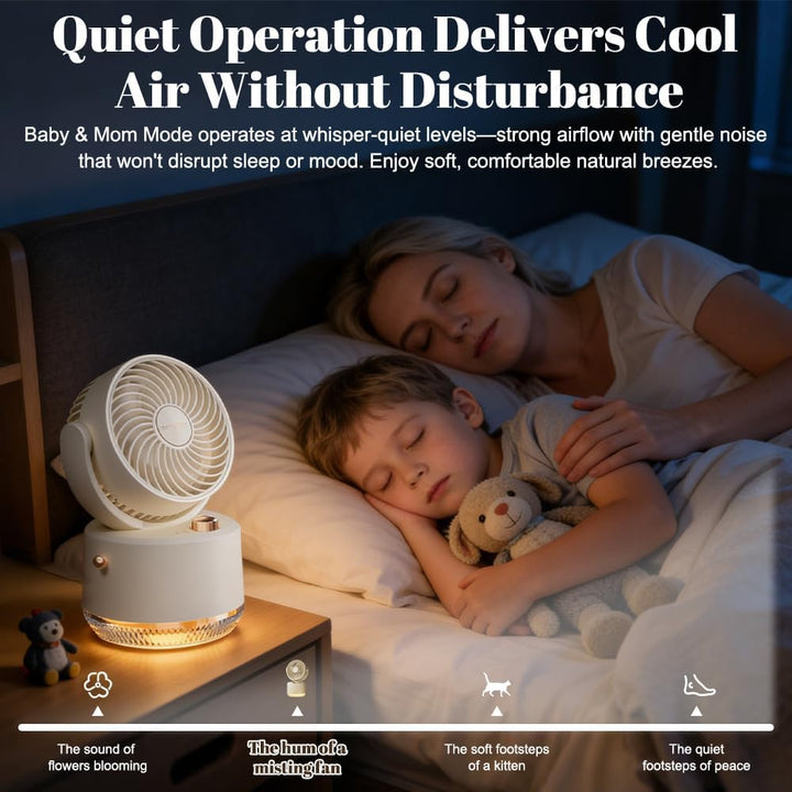 Tischventilator mit Wasserkühlung, ZOYDP Mini Ventilator mit Kühlen Nebel, Tischventilatoren mit 3 G
