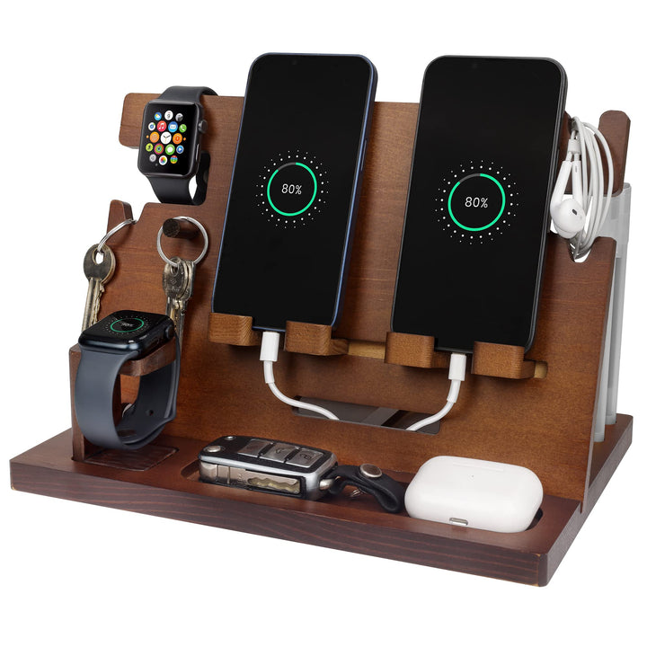 Geschenke für Männer Weihnachten Holz Telefon Dockingstation Uhren Geldbörsen Nachttisch Organizer G