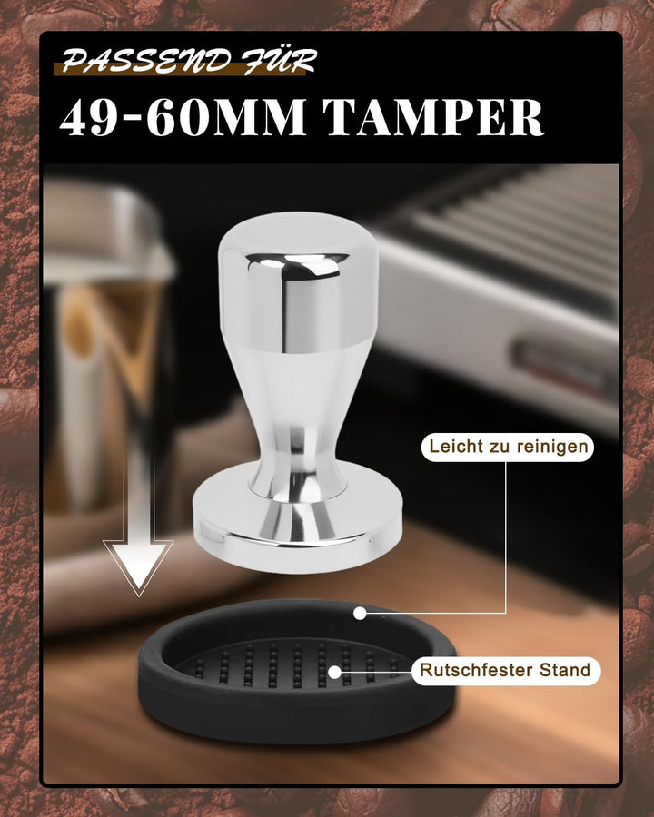 Haliya Espresso Tamper Set 51 mm, 350ml Milchkännchen mit Skala, Latte Art Stift & Löffel, Holz Dist