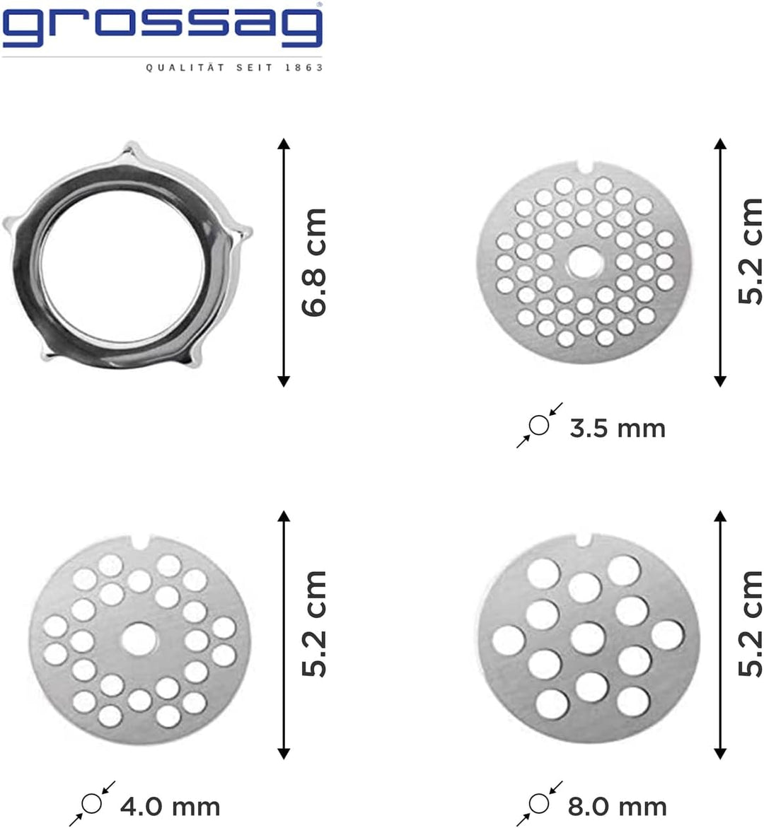 grossag 1352 KFW 5 aus Leichtmetall inklusive 3 Lochscheiben Fleischwolf Vorsatz Leichtmetall KFW 5,