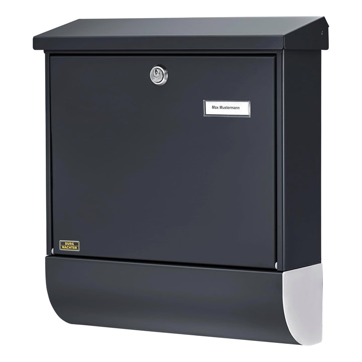 Burg Wächter Briefkasten mit Zeitungsfach und Namensschild, Verzinkter Stahl, Einwurf-Format DIN C4,