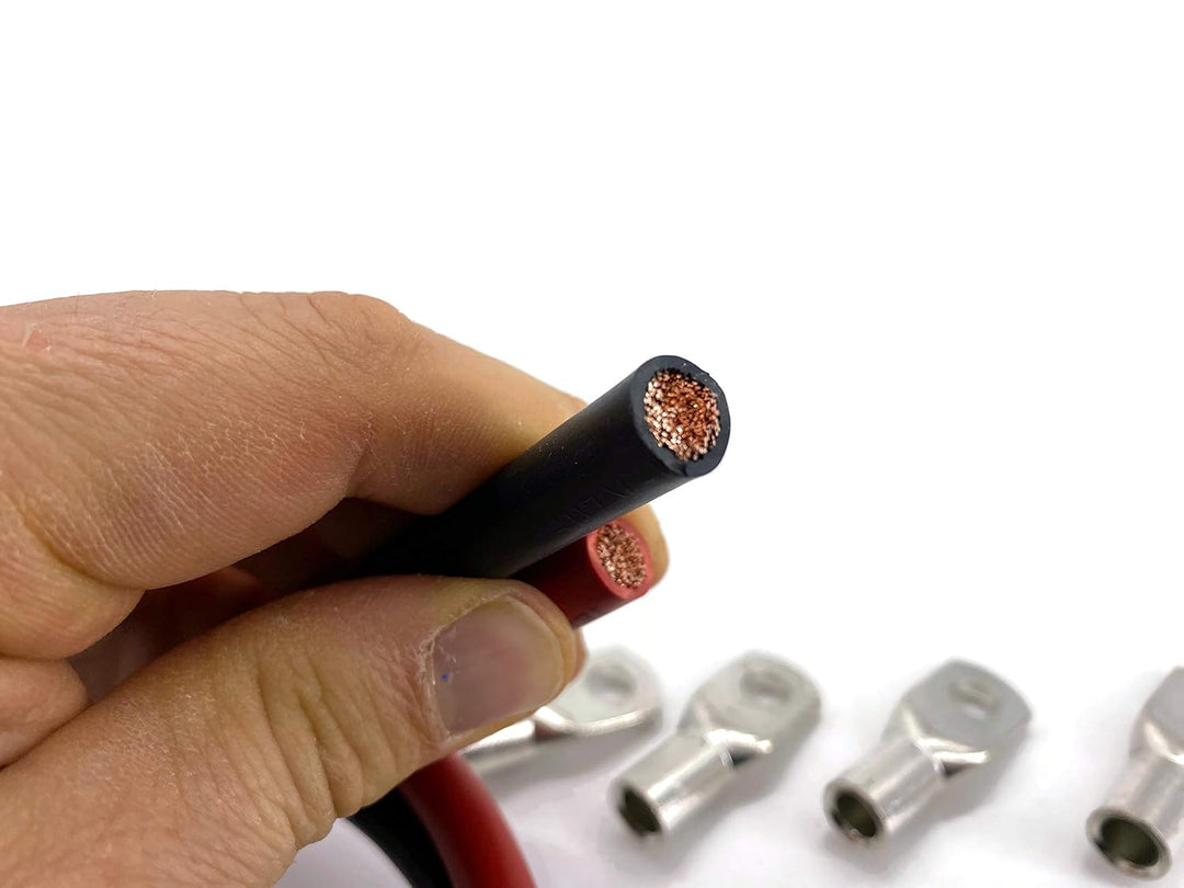 eXODA Kabel 35mm2 M8 4x Ringöse mit jeweils 1m rot und schwarz