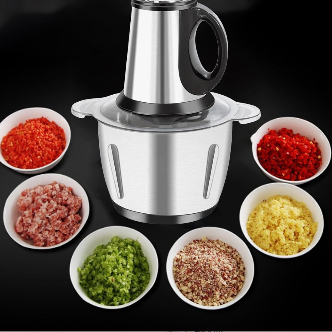 Zerkleinerer Elektrisch Mini, 2L Multizerkleinerer Elektrisch-Food Processor 300W 3 Geschwindigkeite