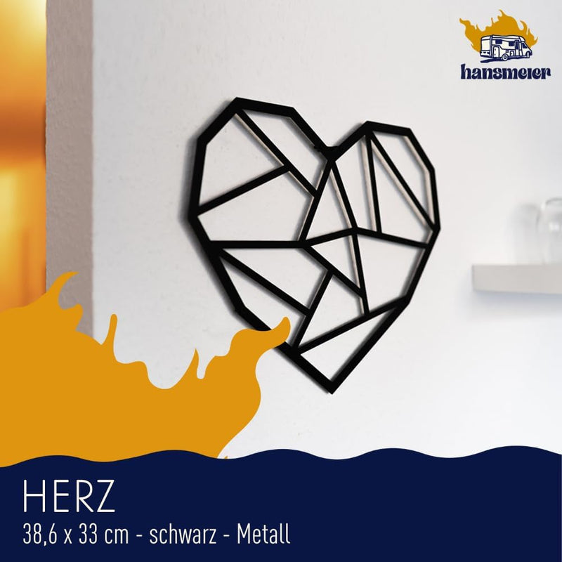 Hansmeier® Wanddeko Herz aus Metall | 39 x 33 cm | Wasserfest | Für Aussen, Innen, Balkon & Garten |