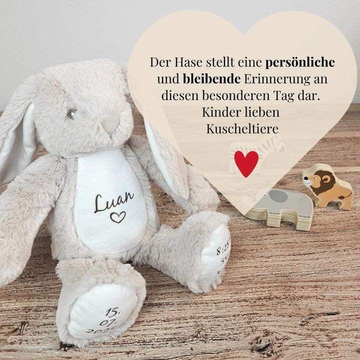 Personalisierte Geschenke Baby | Kuscheltier mit Geburtsdaten & Name | Kuscheltier für Kleinkinder H