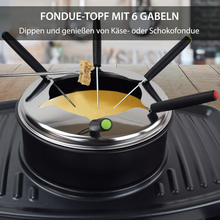 Syntrox Germany Freiburg 3 in 1 Raclette-Grill-Fondue-für 8 Personen