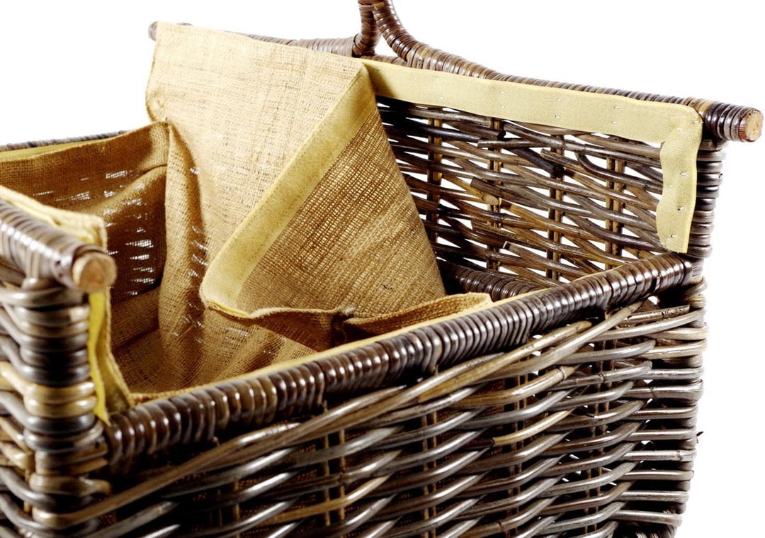 Kobolo Holztrage Holzkorb für Kaminholz - aus Rattan mit Leinen ausgeschlagen