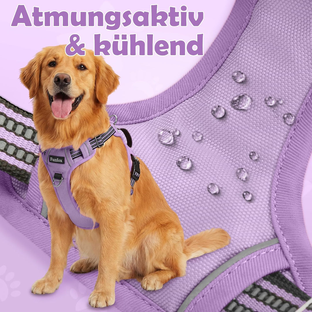 Funfox Hundegeschirr Mittelgrosse Hunde, Anti Zug Brustgeschirr Verstellbares Geschirr Hund mit Grif