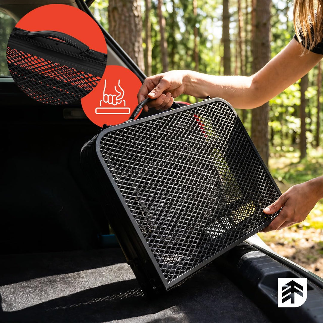 MalTec Reisetisch Klappbarer Campingtisch im Koffer mit Seitenablagen FLIP 70 Schwarz