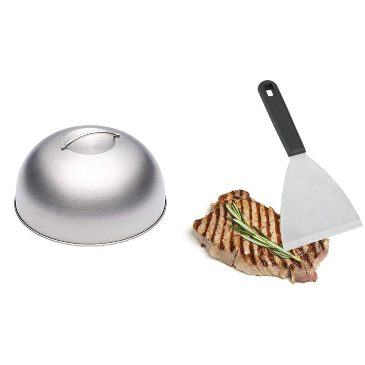 MASTERCLASS Grilldeckel, Edelstahl, Silber, 12 x 17 x 22 cm & Metaltex 204454038 Grillspachtel Planc