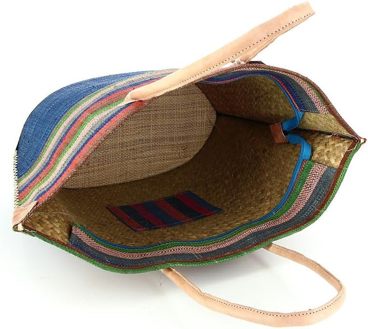 bunte Korbtasche aus Raphia/Bast Strandtasche Shopper Korb Einkaufskorb (IVATO), Ivato
