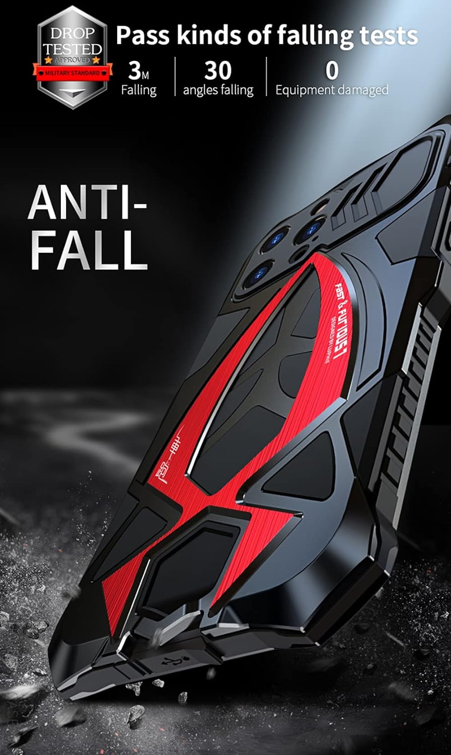 CeeEee kompatibel mit iPhone 13 Pro Max 2021 Outdoor Schutzhülle Cover Integrierte Stossfeste Metall