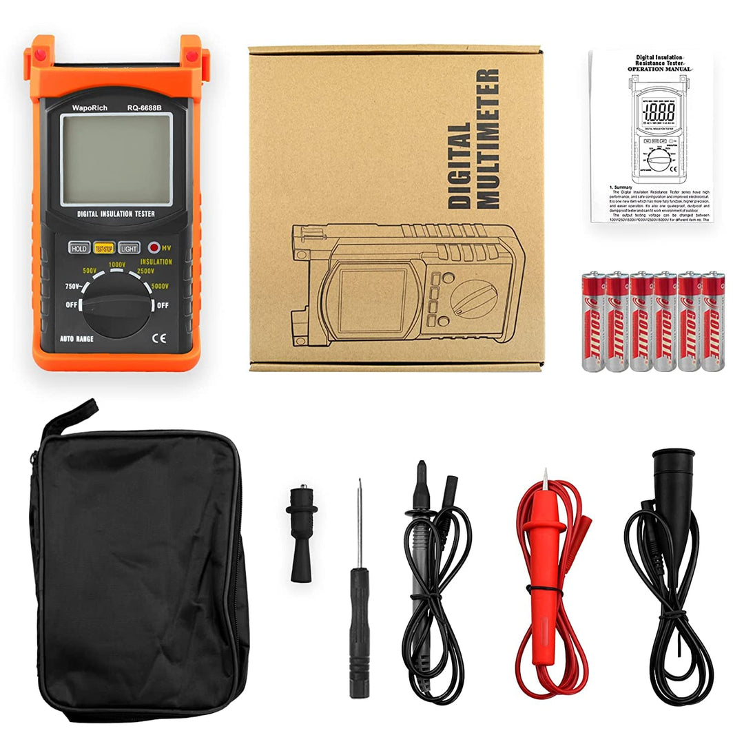 Digitaler Isolationswiderstandstester, WapoRich 200G Ohm MegOhmmeter Isolationswiderstandsmessgeräte