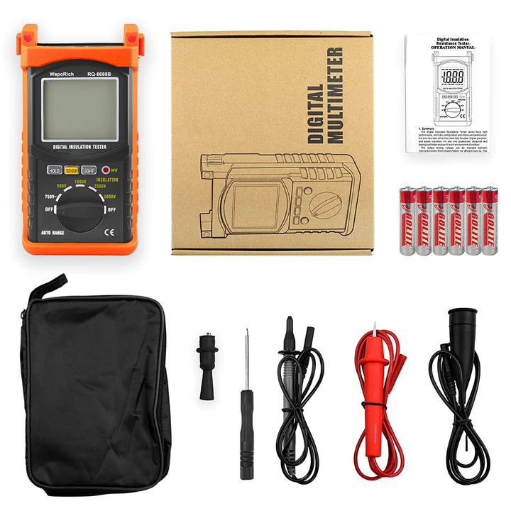 Digitaler Isolationswiderstandstester, WapoRich 200G Ohm MegOhmmeter Isolationswiderstandsmessgeräte