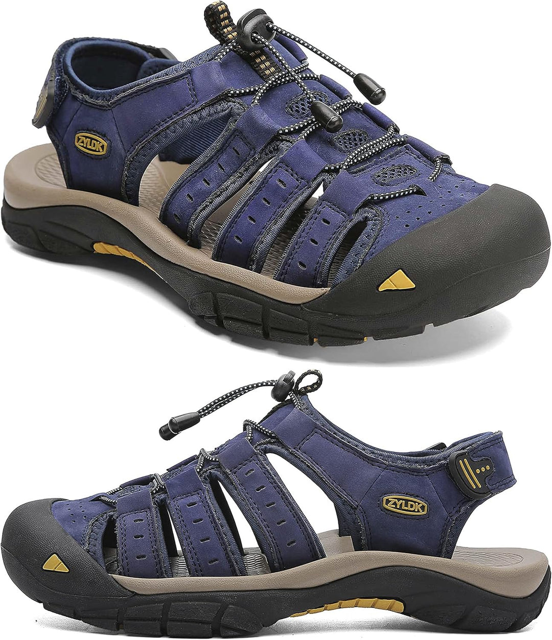ZYLDK Herren Leder Sandalen Sport Outdoor Trekkingsandalen Atmungsaktive Leichte Wandersandalen Männ