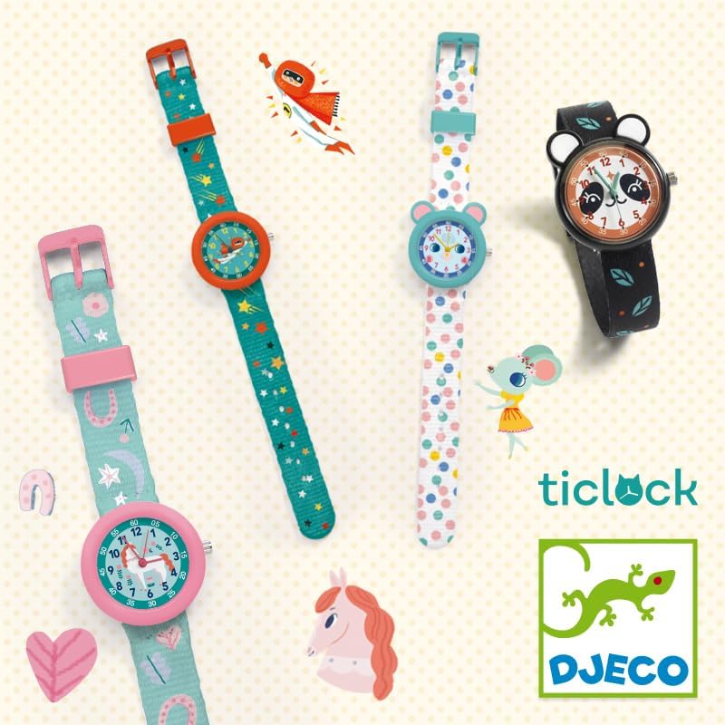 DJECO LBR Panda 50428 Lernuhren, Mehrfarbig