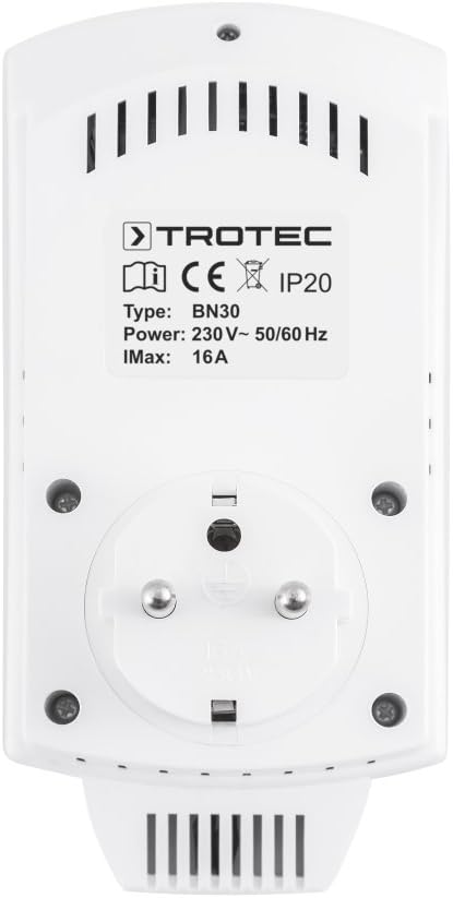 TROTEC Steckerthermostat BN30 Thermoschalter für Infrarotheizung Raumthermostat, 5-30 °C
