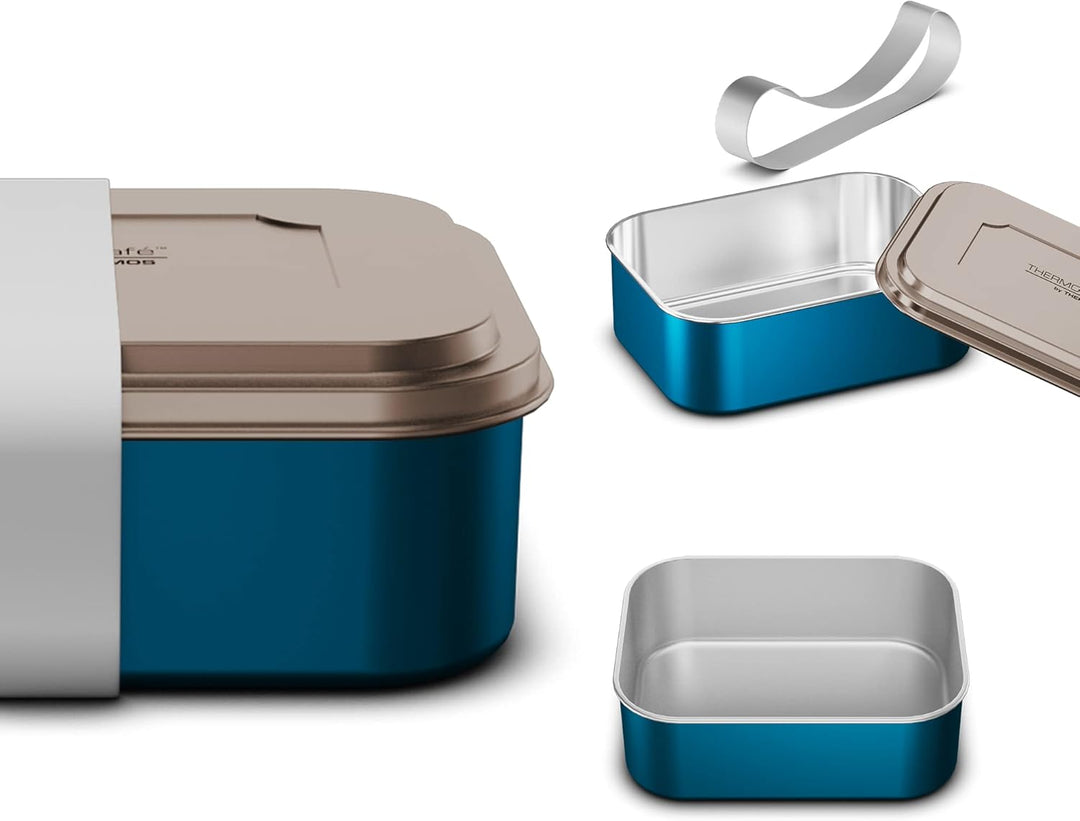 ThermoCafé by THERMOS SANDWICH BOX 0,80 l, teal, Brotdose aus Edelstahl, Pausenbrot für Uni, Schule,