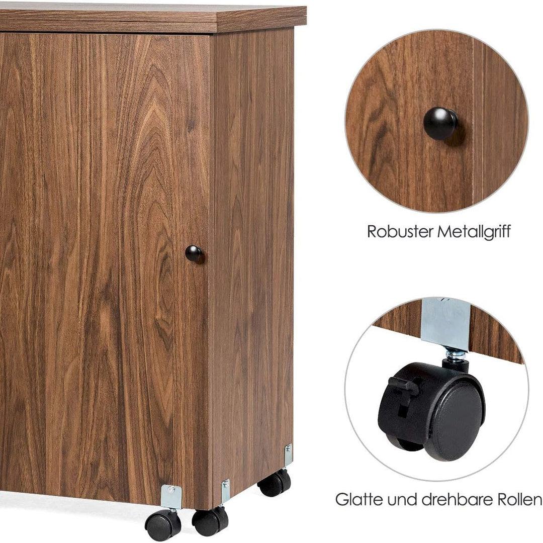 DREAMADE Nähtisch Nähmaschinenschrank Faltbar, Nähschrank Nähmöbel, Mehrzwecktisch mit 4 Rollen (Bra
