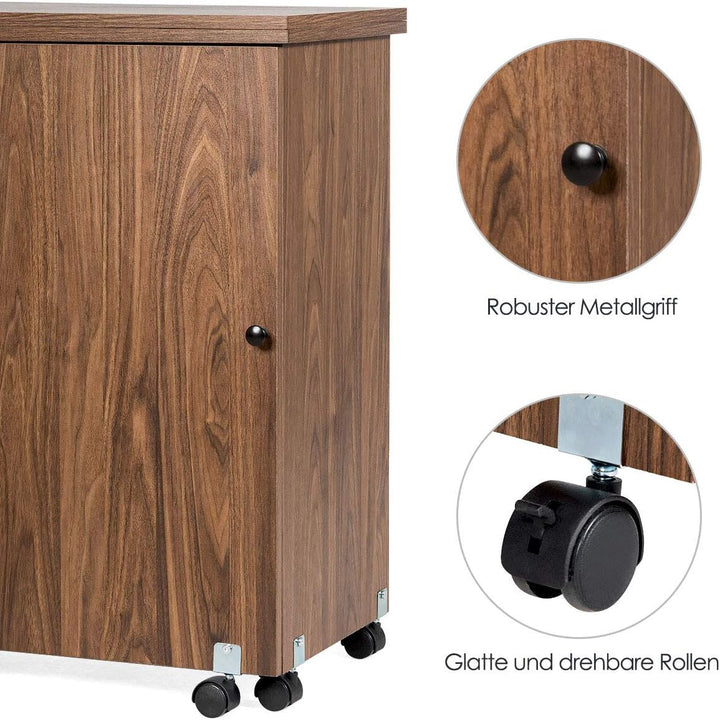 DREAMADE Nähtisch Nähmaschinenschrank Faltbar, Nähschrank Nähmöbel, Mehrzwecktisch mit 4 Rollen (Bra