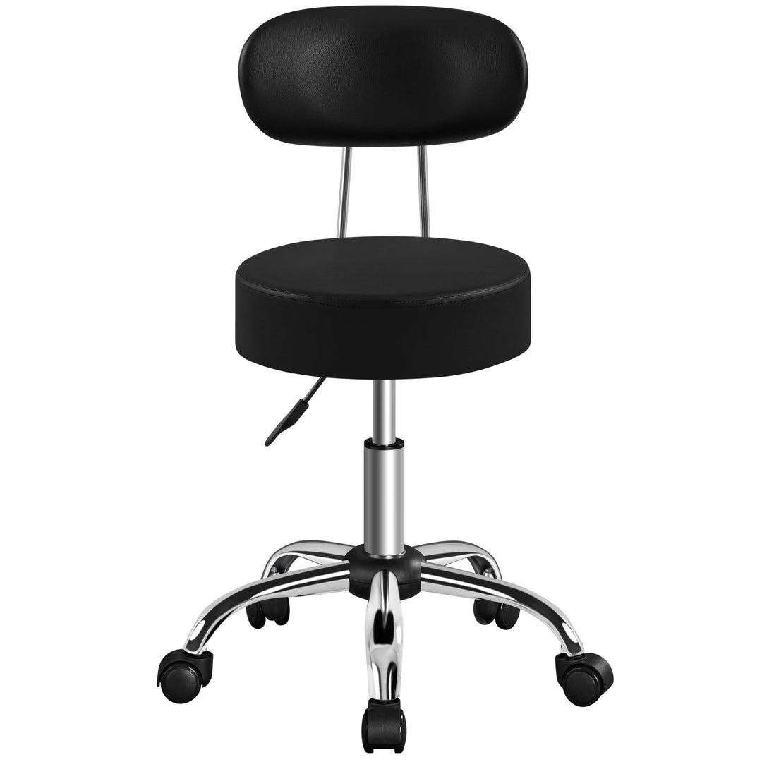 Yaheetech Rollhocker Arbeitshocker mit Rückenlehne Höhenverstellbarer 75.5-85cm,Drehhocker mit Rolle