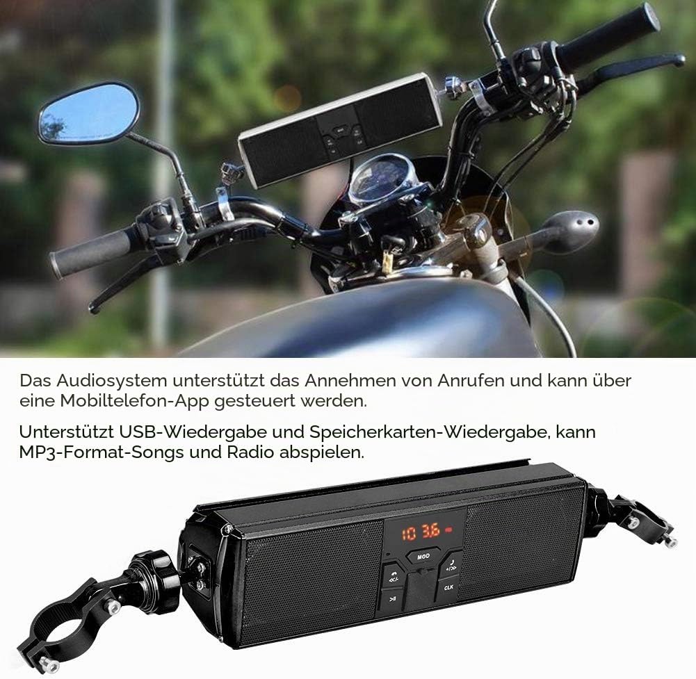 Qiilu Motorcycle Modification Lenker Audiosystem, USB Wiedergabe Anti Side Water Proof Sound System
