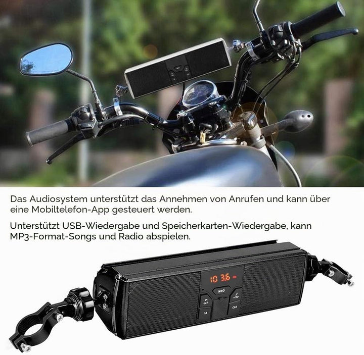 Qiilu Motorcycle Modification Lenker Audiosystem, USB Wiedergabe Anti Side Water Proof Sound System