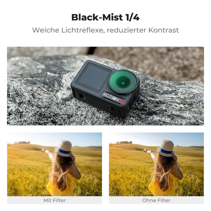 K&F Concept Black-Mist 1/4 Filter kompatibel mit DJI Osmo Action 5 PRO/Action 4 Black Diffusion 1/4,