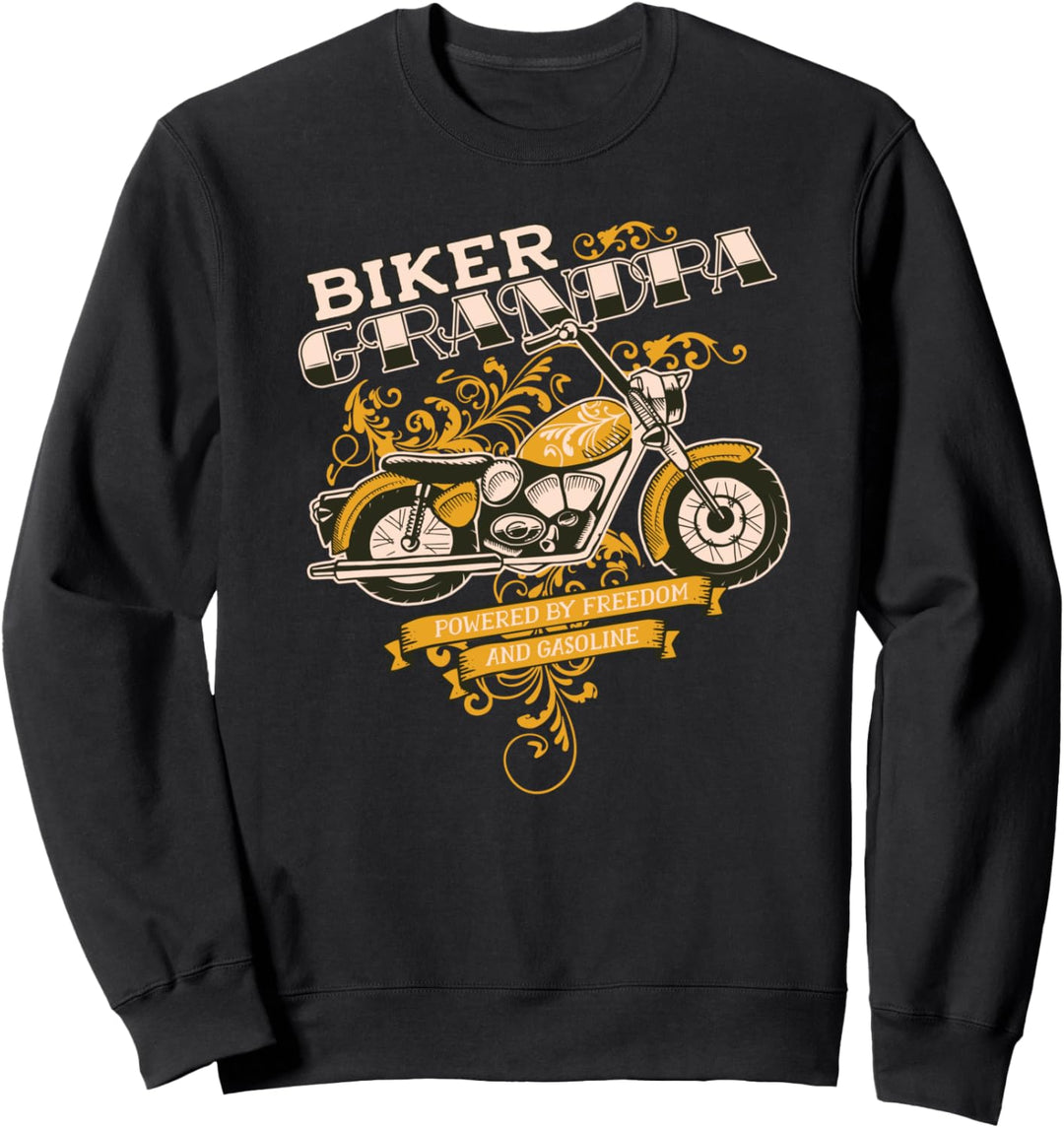 BIKER GRANDPA Powered by Freedom Fun Motorcycle Meme Gift Sweatshirt