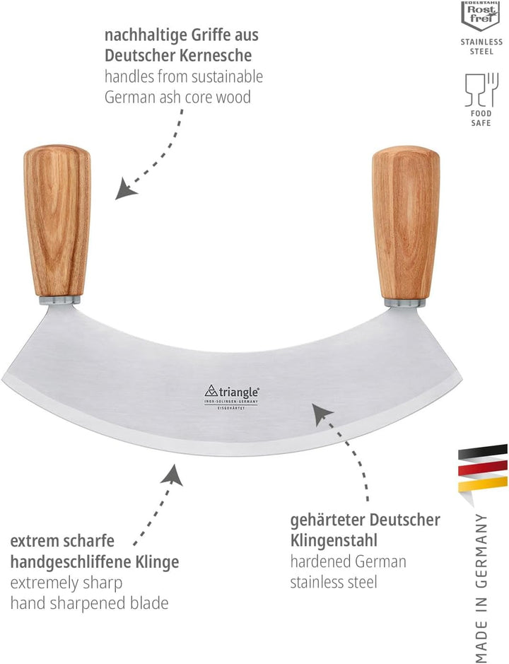 triangle Wiegemesser Soul 17,5 cm - Kräutermesser Made in Germany/Solingen | Gehärtete Klinge, handg