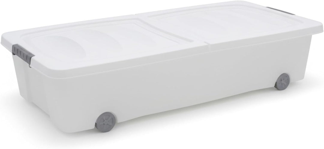 Spetebo Unterbettkommode mit Rollen - 80 x 40 x 17 cm / 40 Liter - Farbe: weiss - Aufbewahrungsbox B