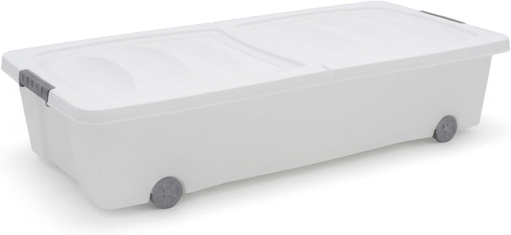 Spetebo Unterbettkommode mit Rollen - 80 x 40 x 17 cm / 40 Liter - Farbe: weiss - Aufbewahrungsbox B