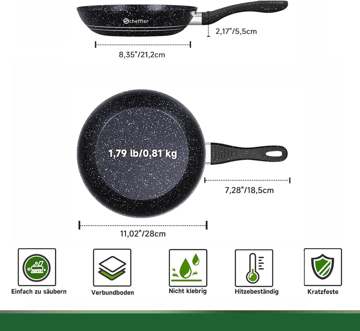 Scheffler Bratpfanne 28 cm, Induktion, Antihaft-Beschichtung, für alle Herdarten (28 cm) 28cm, 28cm