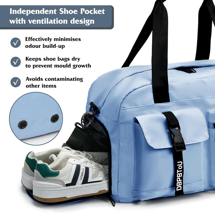 Sporttasche Damen Herren, Reisetasche mit Schuhfach, Trainingstasche mit Nassfach, wasserdichte Week