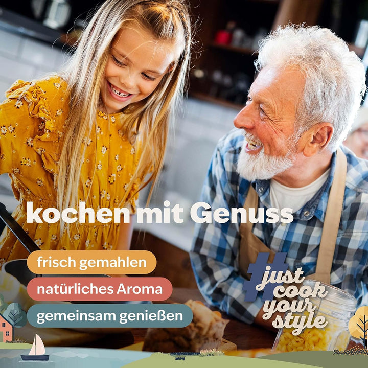 kjøk Premium Salz- und Pfeffermühle 2er-Set aus Edelstahl &amp; Glas – verstellbares Keramikmahlwerk fei