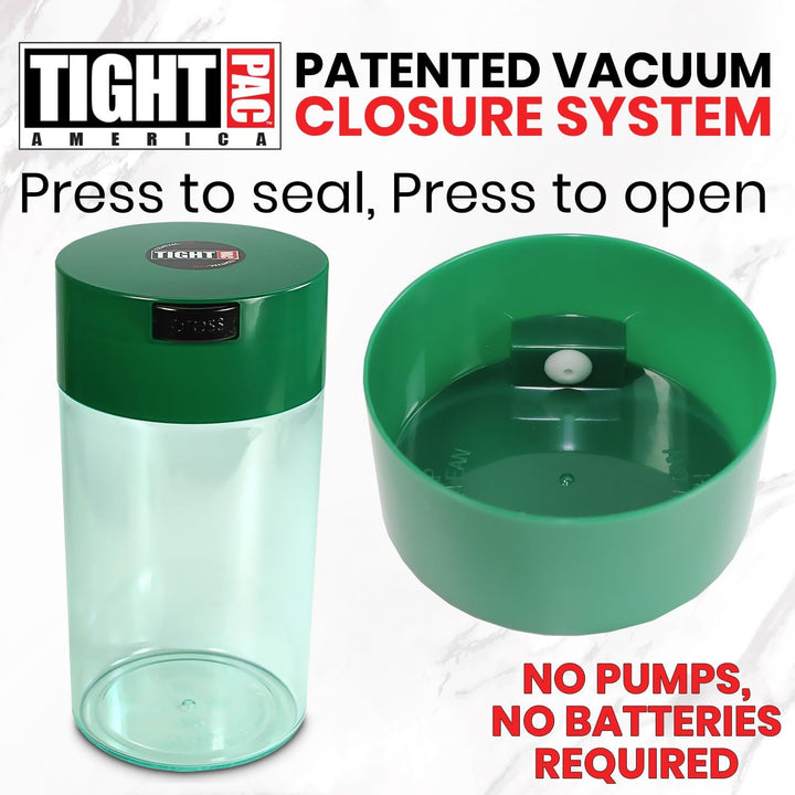 Tightvac vakuumversiegelter Aufbewahrungsbehälter, 1,3 Liter, 1,1 Quart, grüner Kappe und transparen