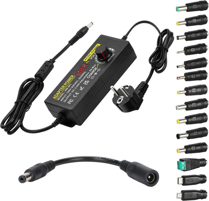 Einstellbares Netzteil, 3V-24V 5A 120W Einstellbares Netzadapter, Universal AC/DC Netzteiladapter,10