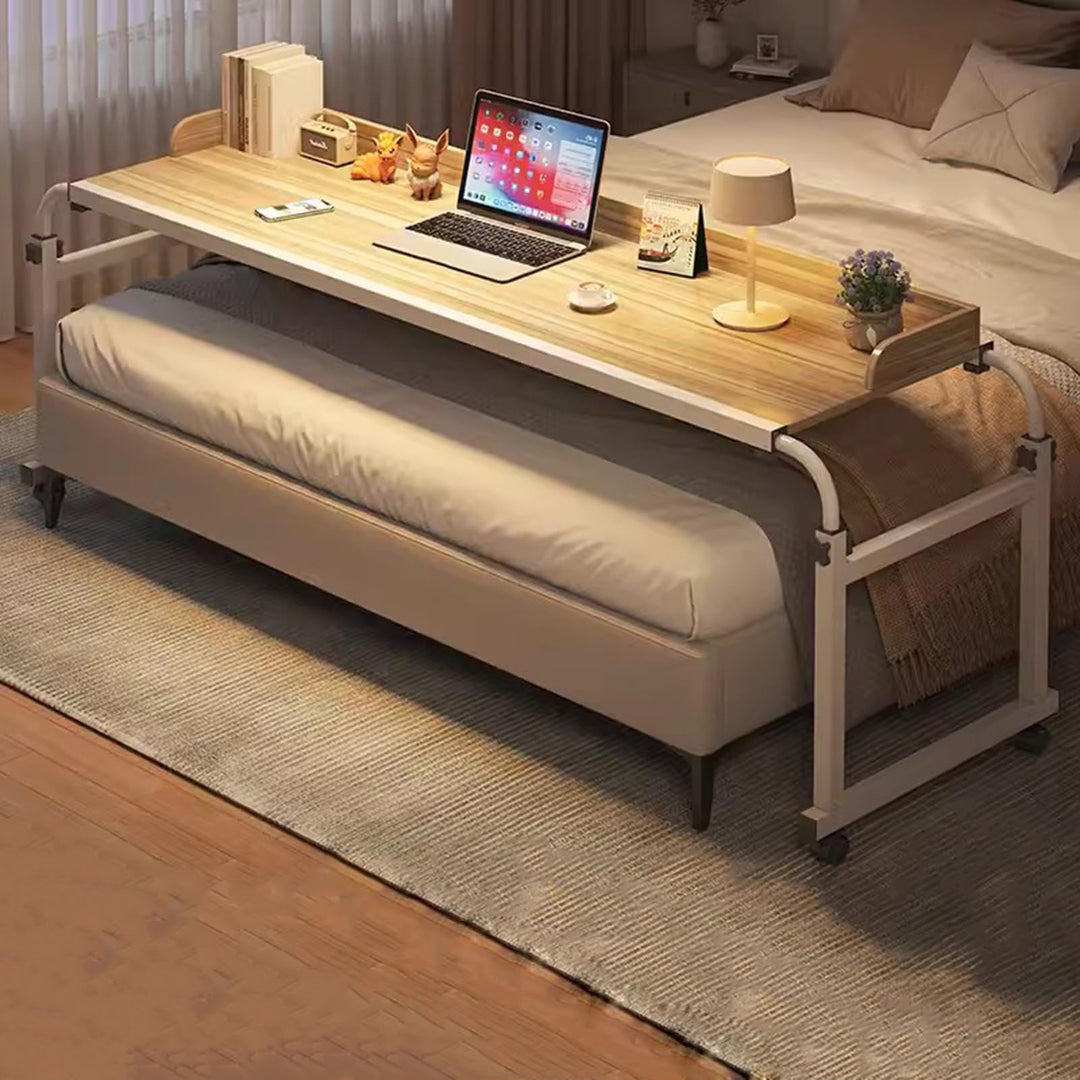 HöHenverstellbarer Betttisch Mit Rollen，Overbed Table Mobiler Schreibtisch GeräUmiger Esstisch HöHe
