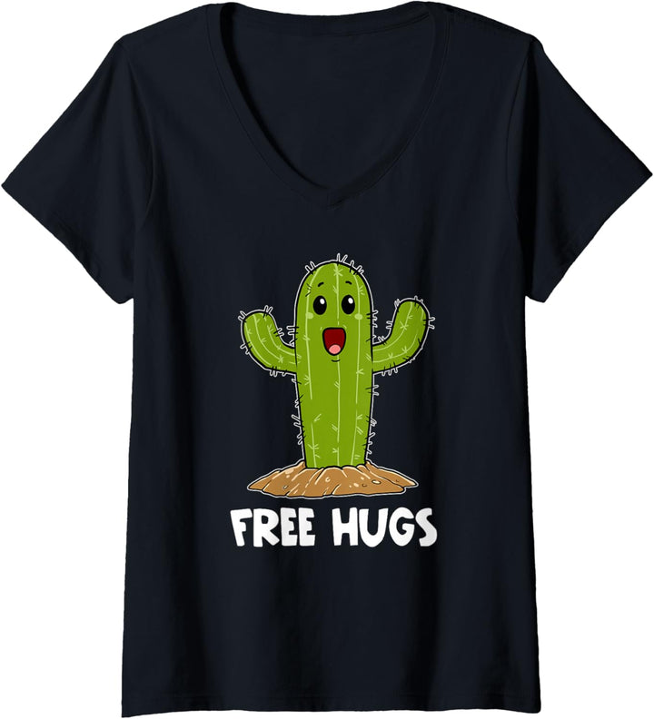 Damen Kaktee Umarme Mich Kostenlos Herz Kaktus Herzchen Liebe T-Shirt mit V-Ausschnitt