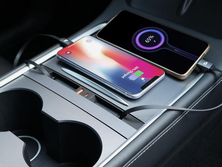 USB-Hub-Ladegerät für Tesla Model 3 2021-2023 & Model Y 2021-2024 mit Zwei 27W Type-C Schnelles Aufl
