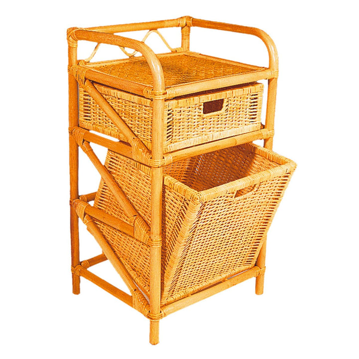 Hansen 2439/1-1 Rattanregal Schublade und Wäschebehälter 45 x 35 x 95 cm honig