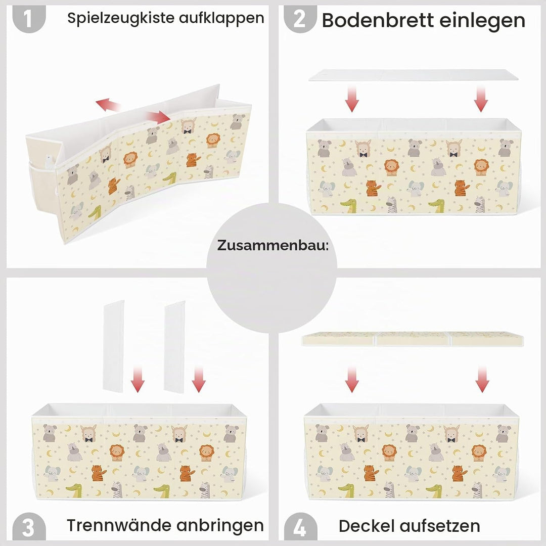 Spielzeugkiste Aufbewahrungsbox mit Deckel Kinder 96 x 32 x 40 cm, Faltbare und Platzsparend für Kin