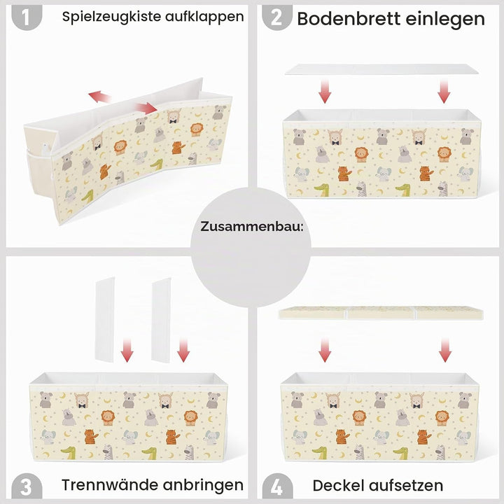 Spielzeugkiste Aufbewahrungsbox mit Deckel Kinder 96 x 32 x 40 cm, Faltbare und Platzsparend für Kin