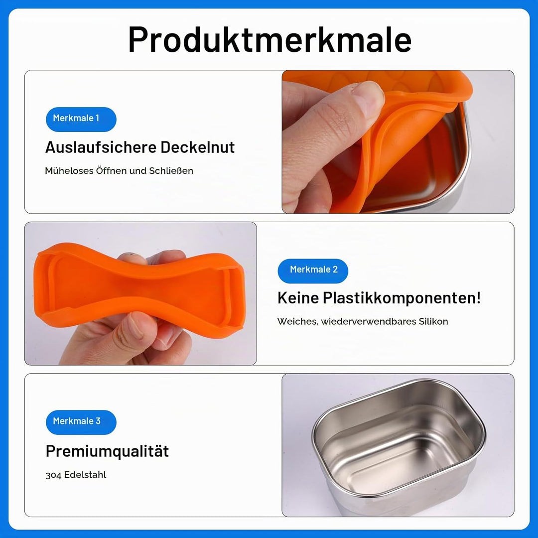 4 Stück Snackbox Edelstahl Klein, 230 ml Kleine Dosen mit Deckel, Gefrierdosen Klein Dosen, Auslaufs