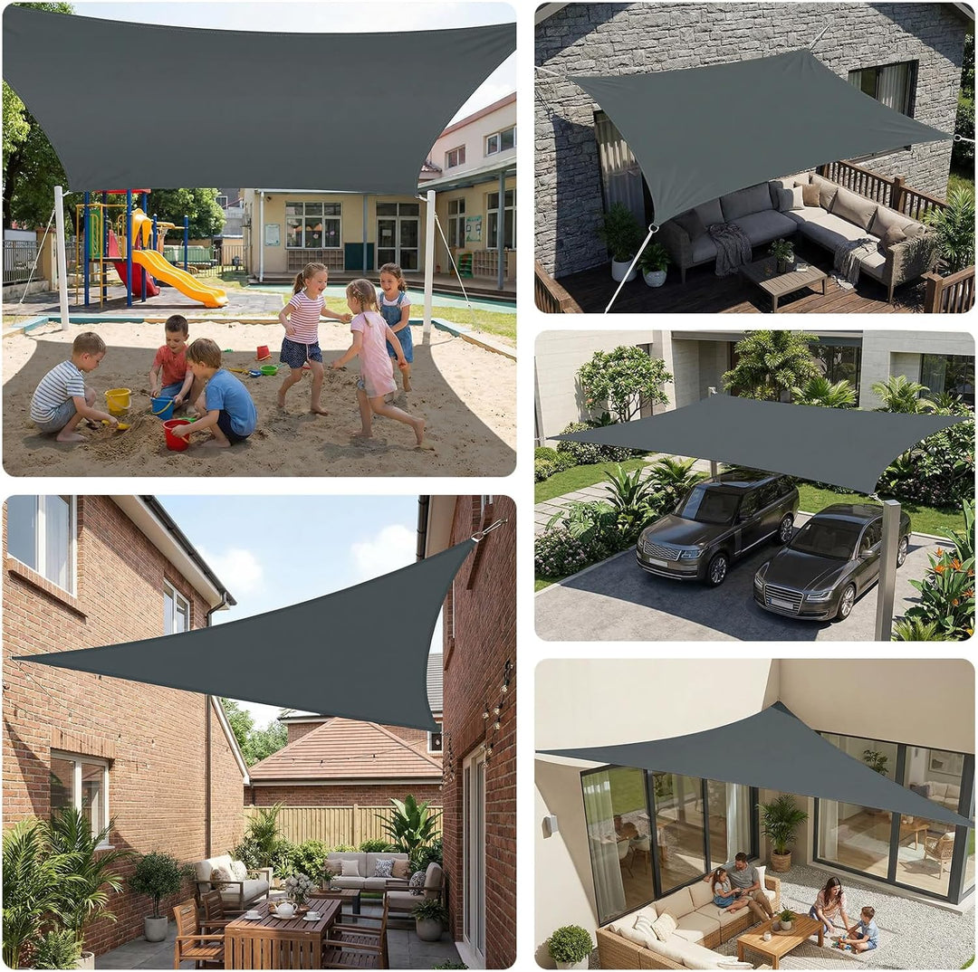 2x4m Sonnensegel Rechteckig Wasserdicht Sonnenschutz, Anthrazit | 95% UV Schutz, Regenschutz, Sunseg